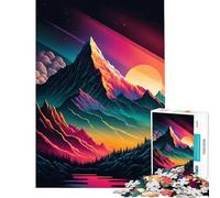 Puzzle 1000 pièces pour Adolescents Paysage de Montagne au Coucher du Soleil stimule l'activité cérébrale décoration Murale Jouet adapté aux Personnes de 14 Ans et Plus (38x52cm)