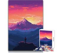 Puzzle 1000 pièces pour Adolescents - Paysage de Montagne en Pixel Art - Jeu au Design Magnifique et Stimulant - Jeu Anti-Stress - Dimensions 50x75cm