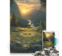 Puzzle 1000 pièces pour adolescents paysage de montagne et de vallée avec cercle de pierres jeu de construction améliore la mémoire avec des pièces de formes aléatoires entièrement emboîtables 38x26cm