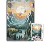 Puzzle 1000 pièces pour Adolescents - Paysage de Montagne et vallée avec montgolfières - Idéal pour se détendre et s'amuser - Assemblage sans Couture - Haute précision - Dimensions:38x52cm