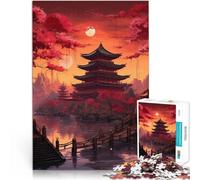 Puzzle 1000 pièces pour Adolescents Paysage de pagode au Japon Défi Difficile pour soulager Le Stress Une œuvre d'art 52x38cm