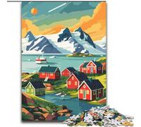 Puzzle 1000 pièces pour Adolescents, Paysage de Village du Groenland, Jouets éducatifs, Jeux Anti-Stress, Interaction Parent-Enfant, 26x38cm