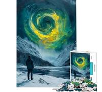 Puzzle 1000 pièces pour Adolescents Paysage d'hiver avec Tourbillon céleste Jeu éducatif Stimulant et Relaxant Analyse et logique (Dimensions 38x26cm)