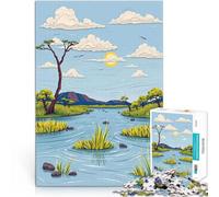 Puzzle 1000 pièces pour Adolescents Paysage du Delta de l'Okavango Activité familiale Liste de souhaits avec Le Père Noël 52x38cm