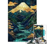 Puzzle 1000 pièces pour Adolescents Paysage du Mont Fuji doré Puzzle Mural Cadeau Souvenir pour Amis et Famille (Taille 38x52cm)
