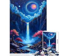 Puzzle 1000 pièces pour Adolescents Paysage Fantastique avec Cascade et cerisiers Jouet Anti-Stress Cadeau pour Femmes et Hommes décoration intérieure (50x75cm)