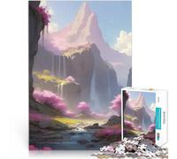Puzzle 1000 pièces pour Adolescents Paysage Lo-FI animé de la vallée de la Cascade Casse-tête pour Jeu de défi Unique 52x38cm