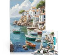 Puzzle 1000 pièces pour Adolescents Paysage Marin d'un Village méditerranéen Jeux Amusants Décoration d'intérieur 75x50cm