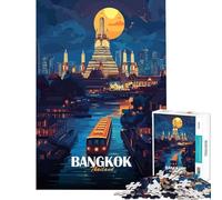 Puzzle 1000 pièces pour Adolescents Paysage Urbain de Bangkok Thaïlande la Nuit Jeu de détente Jouet intellectuel et activités familiales (Dimensions 50x75cm)