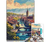 Puzzle 1000 pièces pour Adolescents, Paysage Urbain de Berne en Suisse Ce Jouet de Divertissement Familial est Un pour Toute la Famille (38x26cm)