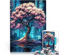 Puzzle 1000 pièces pour Adolescents Paysage Urbain de cerisiers en Fleurs Impossible Renforcer l'amour Entre Les Couples 38x26cm