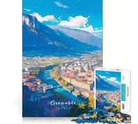 Puzzle 1000 pièces pour Adolescents,Paysage Urbain de Grenoble,Jeu de logique Amusant et Silencieux,décoration de Noël (50x75cm)