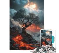 Puzzle 1000 pièces pour Adolescents Paysage volcanique avec Arbre défi à relever décoration Parfaite Jouet Anti-Stress à partir de 14 Ans 38x26cm