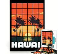 Puzzle 1000 pièces pour Adolescents,Paysage Zen hawaïen au Coucher du Soleil,Art aux Bords précis,activité intellectuelle stimulante,Jeu Relaxant,Cadeau d'anniversaire (50x75cm)