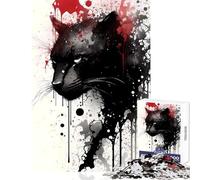 Puzzle 1000 pièces pour Adolescents Peinture à l'encre d'une panthère Jeu éducatif Idée Cadeau Casse-tête Stimulant pour la motricité Fine et l'esprit Dimensions 38x26cm