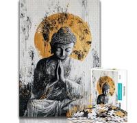 Puzzle 1000 pièces pour Adolescents, Peinture à l'huile Bouddha, Anti-Stress, séjour, Tuer Le Temps, liste de souhaits avec Le Père Noël (38x26cm)