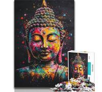 Puzzle 1000 pièces pour Adolescents Peinture à l'huile Bouddha coloré pour Jeu éducatif Jouet de défi décoration d'intérieur Unique et Cadeaux 26x38cm