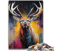 Puzzle 1000 pièces pour Adolescents, Peinture à l'huile de cerf Animal, Puzzle pour Adolescents, réduction du Stress, Interaction Parent-Enfant intéressante (75x50cm)