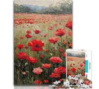 Puzzle 1000 pièces pour Adolescents, Peinture à l'huile de Fleur de Coquelicot, Jeu Stimulant et Jeu éducatif en Famille pour Anniversaire, Noël 38x26cm