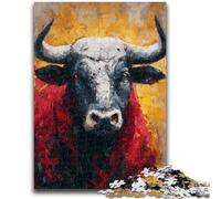 Puzzle 1000 pièces pour Adolescents, Peinture à l'huile de Taureau, Jeu éducatif pour Anniversaires et Noël, à partir de 14 Ans, 26x38cm