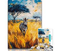Puzzle 1000 pièces pour Adolescents, Peinture à l'huile de zèbre Africain, Puzzle 1000 pièces, idéal pour la décoration de Bureau, pour Les Adolescents de 14 Ans et Plus (Taille 38x26cm)