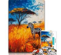 Puzzle 1000 pièces pour Adolescents, Peinture à l'huile de zèbre Africain, Puzzle 1000 pièces, Jouet éducatif intellectuel décompressant, Cadeau d'anniversaire (Taille 38x26cm)