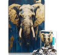 Puzzle 1000 pièces pour Adolescents Peinture à l'huile d'éléphant 1000 pièces Art Mural Moderne à Faire soi-même Cadeau Unique décoration d'intérieur 38x26cm