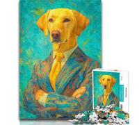 Puzzle 1000 pièces pour Adolescents, Peinture à l'huile, Labrador Jaune, Jouets éducatifs, décoration d'intérieur Unique et Cadeaux, 50x75cm