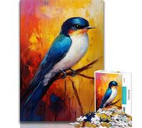 Puzzle 1000 pièces pour Adolescents Peinture à l'huile représentant Une Hirondelle Animale Puzzle 1000 pièces pour Adultes décoration Murale Moderne à Faire soi-même Cadeau Unique pour la Maison