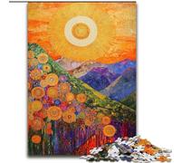 Puzzle 1000 pièces pour Adolescents, Peinture au Coucher du Soleil, Montagnes, Jouet éléphant, Jeu intellectuel, Cadeau d'anniversaire, décoration Murale pour Les 14 Ans et Plus (Taille 26x38cm)
