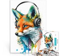 Puzzle 1000 pièces pour Adolescents Peinture de Casque Fox Jouets Jeux éducatifs Soulagement du Stress Idées Cadeaux 52x38cm