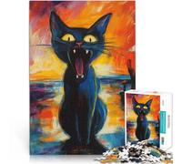 Puzzle 1000 pièces pour Adolescents Peinture de Chat Hurlant Jouets de Divertissement Familial décoration Murale 38x26cm