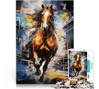 Puzzle 1000 pièces pour Adolescents Peinture de Cheval Courant Entraînez Votre Cerveau et Vos Mains Idées Cadeaux 75x50cm