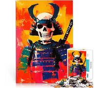 Puzzle 1000 pièces pour Adolescents Peinture de crâne de samouraï Heureux Impossible est idéal comme Cadeau pour Toute la Famille 52x38cm