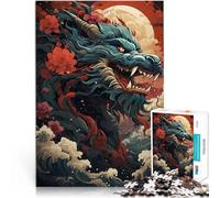 Puzzle 1000 pièces pour Adolescents Peinture de Dragon Chinois Défi Difficile pour soulager Le Stress décoration Murale 38x26cm