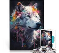 Puzzle 1000 pièces pour Adolescents Peinture de Loup Arctique Jeux éducatifs Décoration d'intérieur décoration Murale 52x38cm
