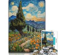 Puzzle 1000 pièces pour Adolescents, Peinture de Montagne de Night Sky, Jeu Familial Anti-Stress, défi Difficile, renforce l'amour Entre Couples (75x50cm)
