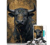 Puzzle 1000 pièces pour Adolescents, Peinture de Taureau, 1000 pièces pour Adolescents, séjour de Vacances, Tue Le Temps avec Affiche et fiche de Questions-réponses Assorties (Taille 38x26cm)