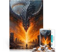 Puzzle 1000 pièces pour Adolescents Peinture du Dragon sur la Ville Activité familiale est idéal comme Cadeau pour Toute la Famille 38x26cm