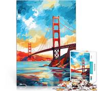 Puzzle 1000 pièces pour Adolescents Peinture du Golden Gate Bridge Jeu intellectuel Jouet Cadeau pour Les Anniversaires 75x50cm