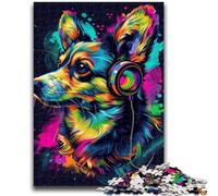 Puzzle 1000 pièces pour Adolescents Pembroke Welsh Corgi Dog Staycation Kill Time avec pièces entièrement emboîtables de Formes aléatoires 50x75cm