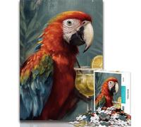 Puzzle 1000 pièces pour Adolescents Perroquet Buvant Un Verre, Jeux Amusants en Famille, activités Amusantes à la Maison, Cadeau d'anniversaire, Cadeaux de Voyage 38x26cm