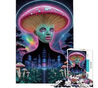 Puzzle 1000 pièces pour Adolescents Personnage Champignon dans Un Paysage Cyberpunk Puzzle pour Adultes Jeu de détente Décoration Parfaite Idéal comme Cadeau (Dimensions 38x26cm)