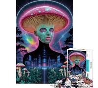 Puzzle 1000 pièces pour Adolescents Personnage Champignon dans Un Paysage Cyberpunk Puzzle pour Adultes Jeu de détente Décoration Parfaite Idéal comme Cadeau (Dimensions 50x75cm)