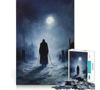 Puzzle 1000 pièces pour Adolescents Personnage enchaîné dans Un cimetière Découpe de qualité supérieure Jeu Amusant et divertissant Temps de Jeu Facile Décoration de Noël (50x75cm)