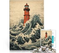 Puzzle 1000 pièces pour Adolescents Phare de la Grande Vague pour Le Jeu éducatif Challenge Toy Une œuvre d'art 50x70cm