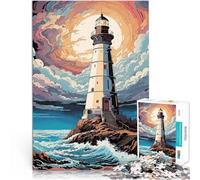 Puzzle 1000 pièces pour Adolescents Phare de l'océan Jeu Familial Anti-Stress Défi Difficile est idéal comme Cadeau pour Toute la Famille 26x38cm