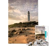 Puzzle 1000 pièces pour Adolescents Phare des Caños de Meca Cadix Andalousie Espagne Stimule Le Cerveau Jeu Amusant pour Toute la Famille À partir de 14 Ans (38x52cm)