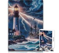 Puzzle 1000 pièces pour Adolescents - Phare et Bateau par Temps Calme - Idéal pour s'amuser et se détendre - Jeu de précision - Dimensions:50x75cm