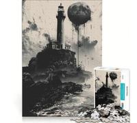 Puzzle 1000 pièces pour Adolescents Phare et éclipse Lunaire Jeu éducatif Interaction Parent-Enfant idéal comme Cadeau 38x52cm
